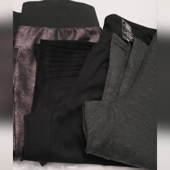 LARGE 3PRS Legging bundle INC Silver Metallic INC Faux suede INC Jersey knit - Picture 2 of 13